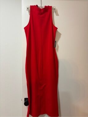 Express Sleeveless High-Neck Maxi Dress in Red